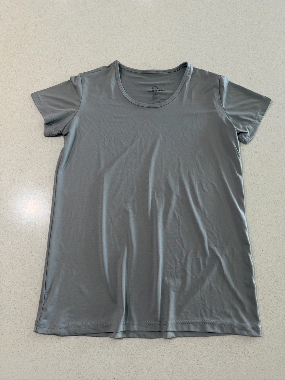 Essentials Women's Scoop Neck Short Sleeve Top in Light Gray
